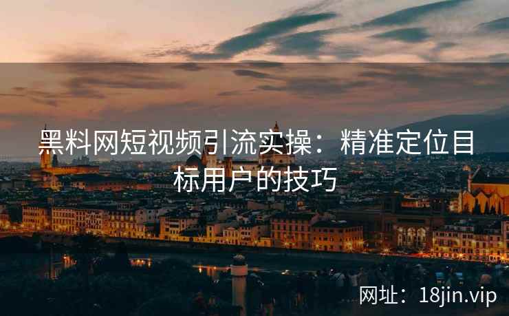 黑料网短视频引流实操：精准定位目标用户的技巧