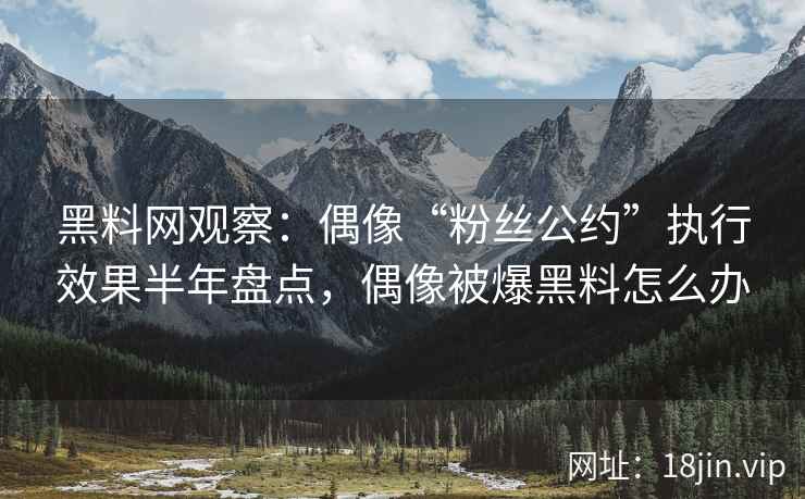 黑料网观察：偶像“粉丝公约”执行效果半年盘点，偶像被爆黑料怎么办