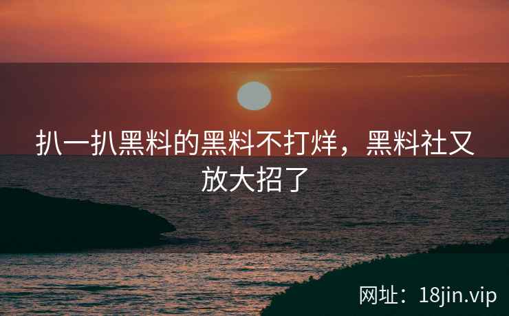 扒一扒黑料的黑料不打烊，黑料社又放大招了
