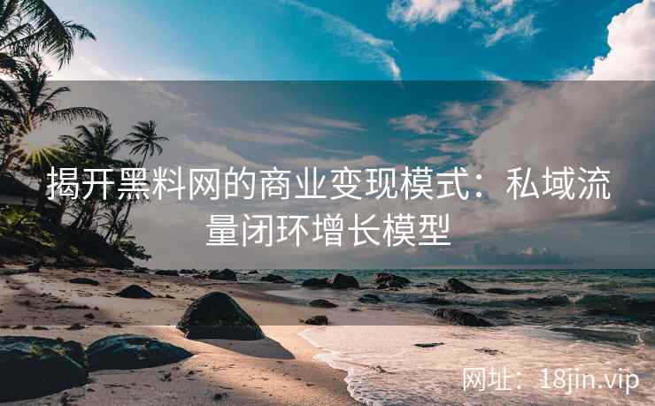 揭开黑料网的商业变现模式：私域流量闭环增长模型