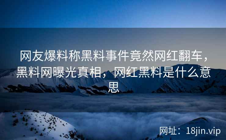 网友爆料称黑料事件竟然网红翻车，黑料网曝光真相，网红黑料是什么意思