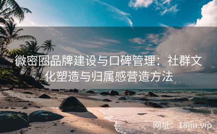 微密圈品牌建设与口碑管理：社群文化塑造与归属感营造方法