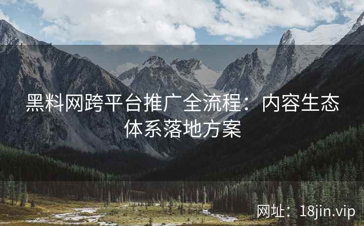 黑料网跨平台推广全流程：内容生态体系落地方案